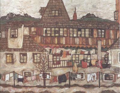 Egon Schiele House with Drying Laundry (mk12) France oil painting art